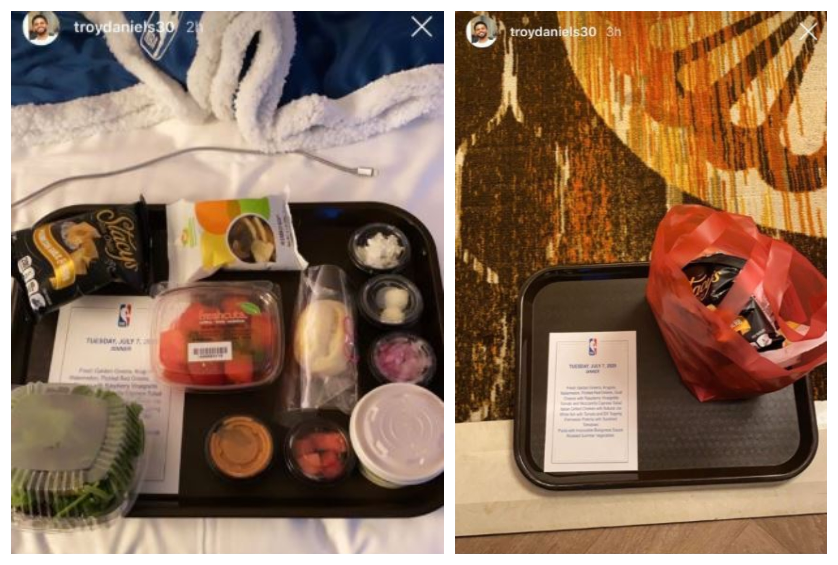 Algunos jugadores de la NBA se han quejado de la comida en la burbuja de Orlando. (Foto Prensa Libre: Twitter @luis_basket7)