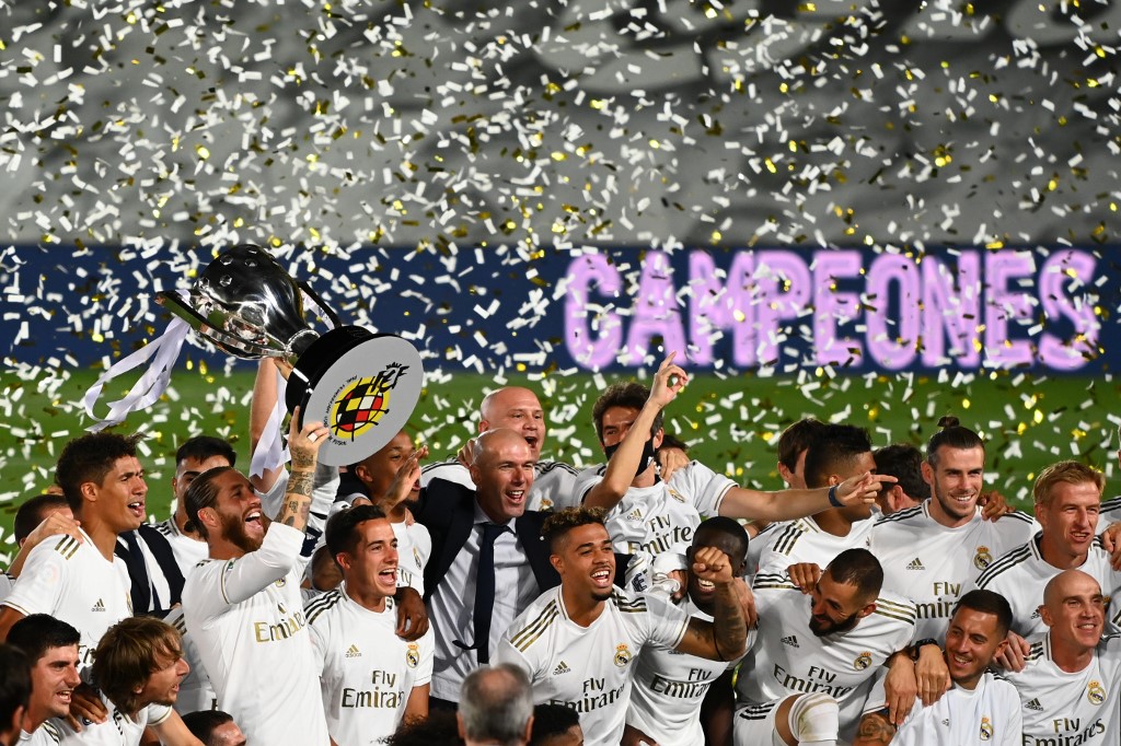El Real Madrid logra su trigésimo cuarto título liguero. (Foto Prensa Libre: AFP)