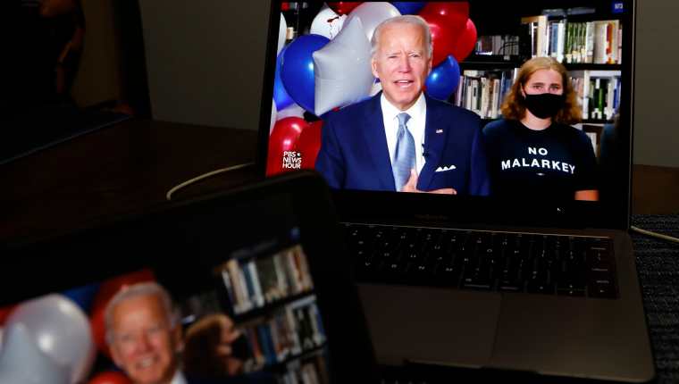 Durante la convención nacional del partido Demócrata, que se desarrolló de forma virtual, Joe Biden fue nominado candidato a la Presidencia de EE. UU. (Foto Prensa Libre: EFE)