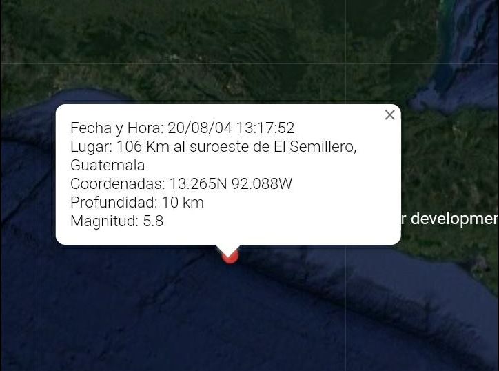 El epicentro del sismo se ubicó en las playas del Semillero, Tiquisate, Escuintla. (Foto Prensa Libre: Conred)