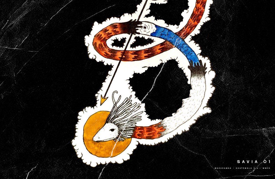 El arte del disco fue elaborado por Parutz, y evoca a Gukumatz, la serpiente emplumada. (Foto Prensa Libre: Bandcamp)