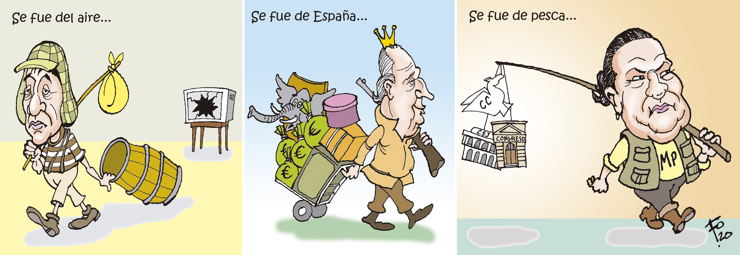 Personajes: Roberto Gómez Bolaños, Juan Carlos de Borbón y Consuelo Porras.