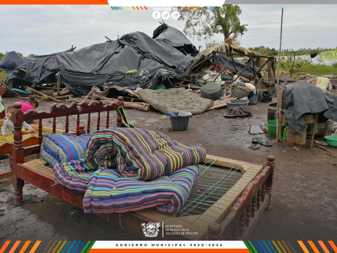 Una de las viviendas dañadas en Sipacate, Esuintla. (Foto, Prensa Libre: Facebook Walter Nájera).