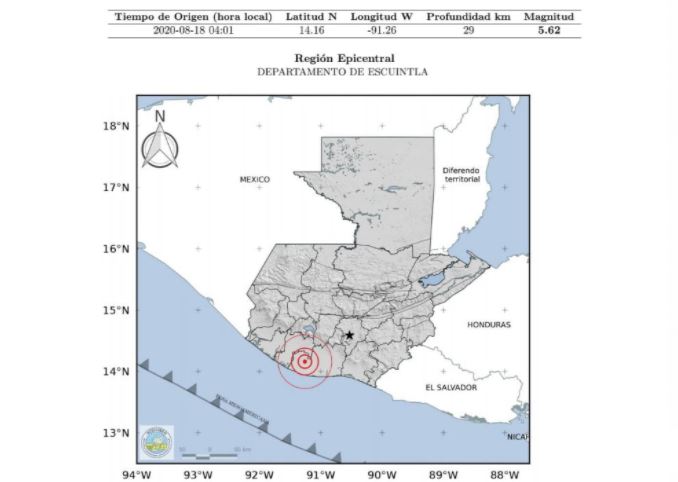 Reportan temblor de 5.6 grados en Guatemala este 18 de agosto