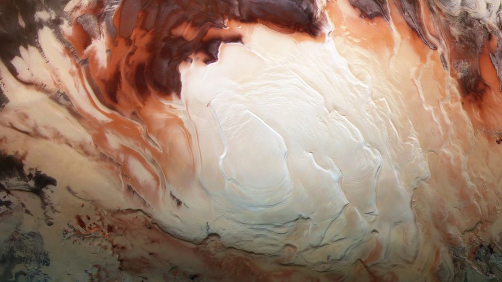 Los supuestos cuerpos de agua líquida fueron descubiertos bajo el casquete polar sur de Marte.