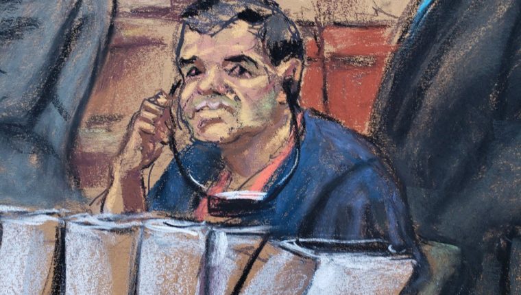 "El Chapo" Guzmán es juzgado en una corte de Nueva York. (Foto Prensa Libre: EFE)
