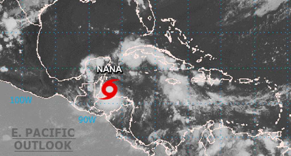 Imagen del Centro Nacional de Huracanes sobre la ubicación de Nana.