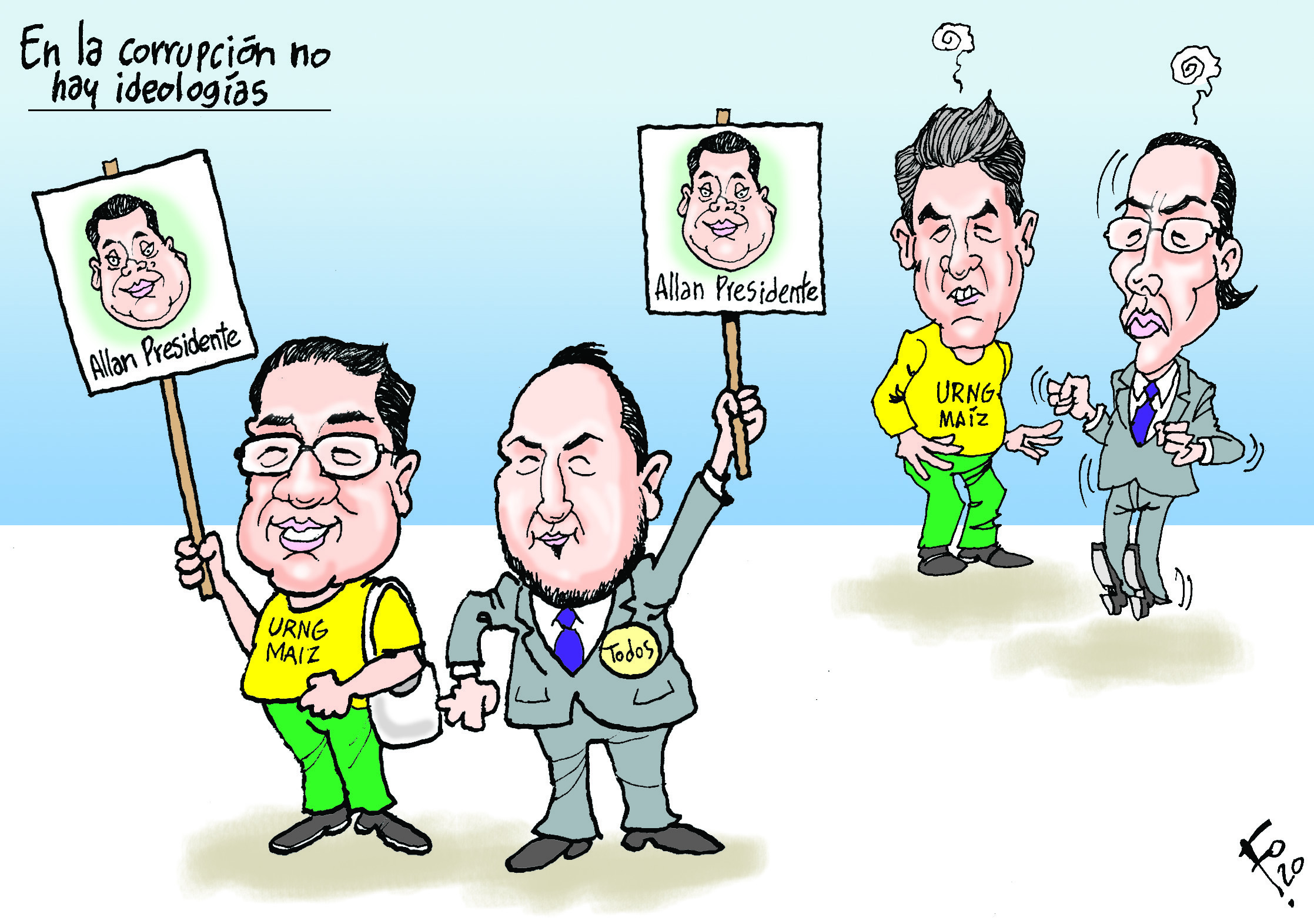Personajes: Pedro Saloj, José Ubico, Allan Rodriguez, Walter Felix y Felipe Alejos.