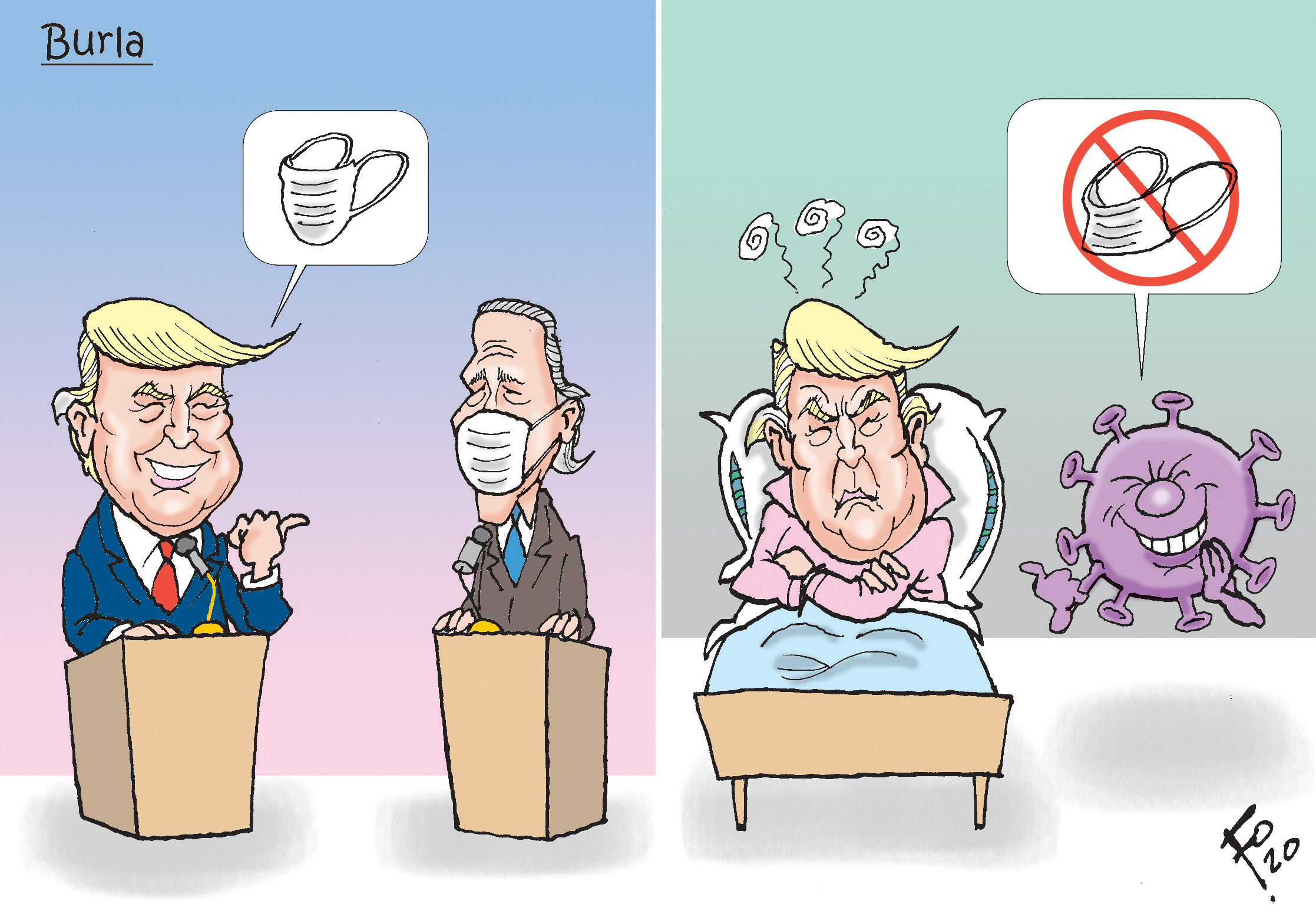 Personajes: Donald Trump y Joe Biden.
