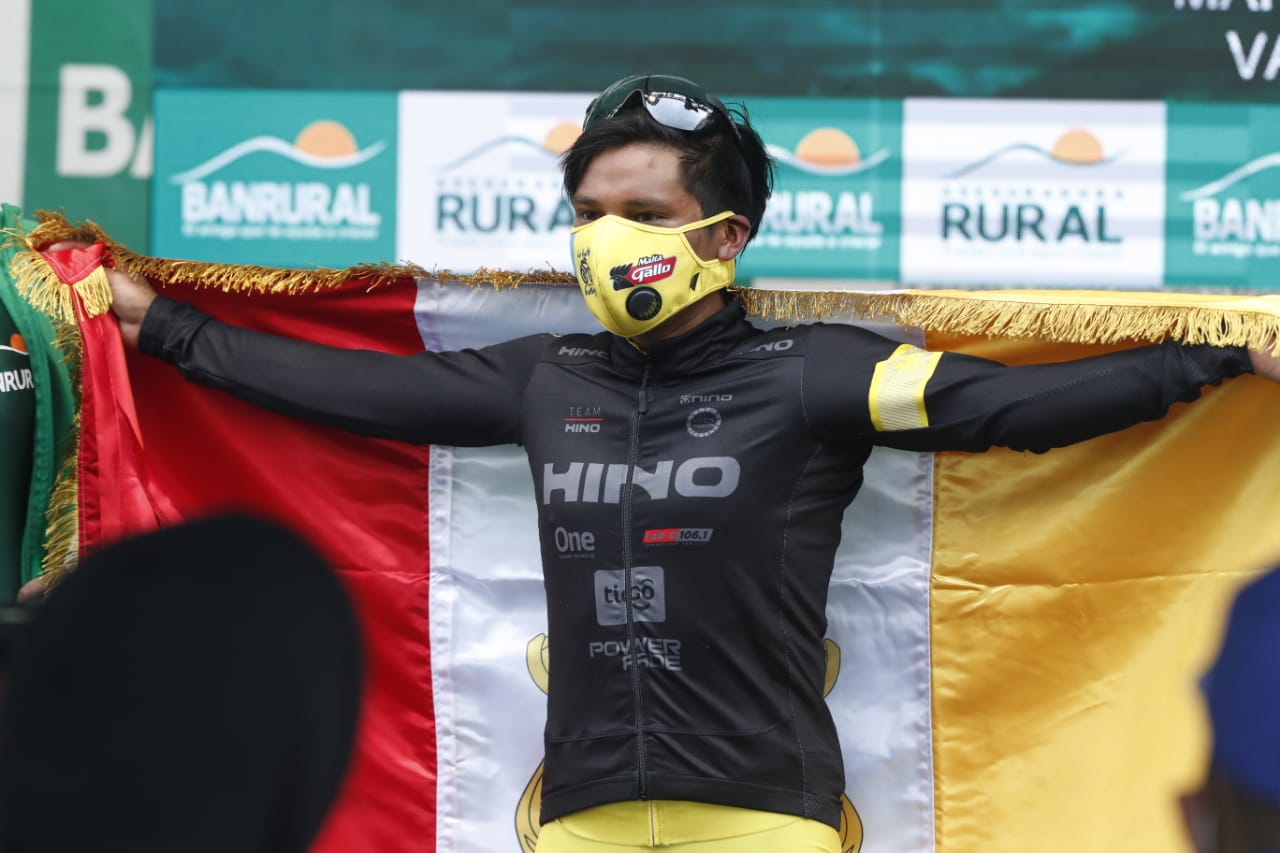 Mardoqueo Vázquez, campeón de la 60 Vuelta a Guatemala. Foto Prensa Libre: Esbin García. 