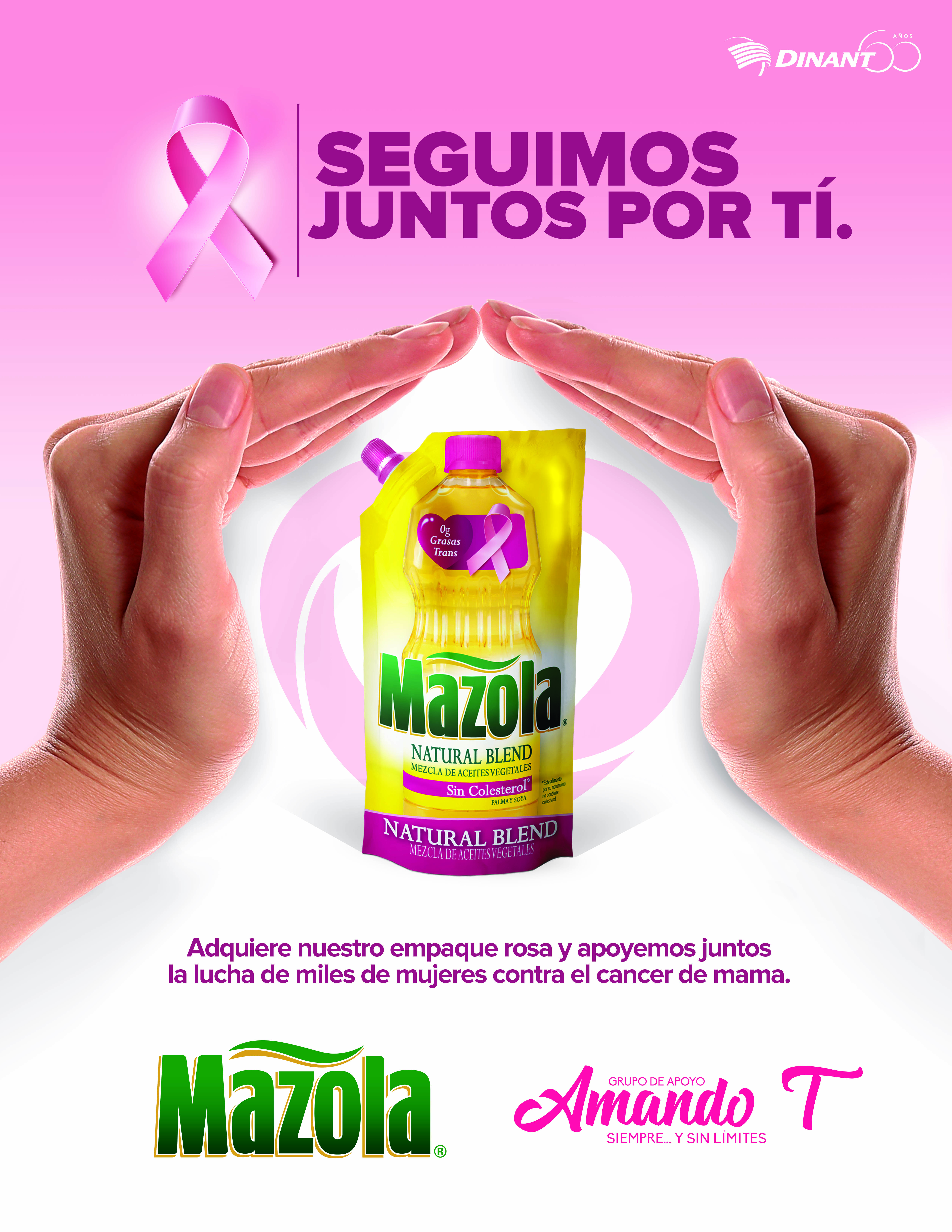 La campaña tiene como objetivo destinar un porcentaje de la venta de los productos con distintivo rosa. (Foto Prensa Libre: cortesía Mazola)