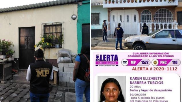 El MP informó que se realizaron varios allanamientos en Villa Nueva en busca de 
Karen Elizabeth Barrera Turcios. (Foto, Prensa Libre: MP).
