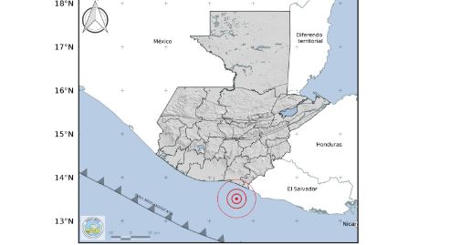 Mapa del sismo de este 29 de octubre en Guatemala. (Foto Prensa Libre: Insivumeh)