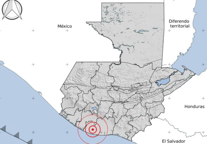 Mapa muestra epicentro del temblor del 23 de octubre. (Foto Prensa Libre: Conred) 