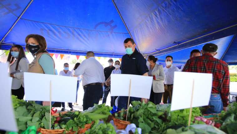 Delegados de los gobiernos de Guatemala, El Salvador y Honduras conocen los resultados alcanzados por algunas de las familias que ya producen sus alimentos. (Foto Prensa Libre: Vicepresidencia)