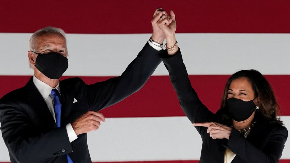 Joe Biden será el presidente 46 de Estados Unidos y Kamala Harris la primera mujer vicepresidenta del país. (Foto Prensa Libre: Reuters)