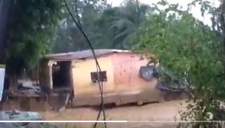 Video: el preciso momento en que una casa sucumbe por la fuerza del río y las lluvias de Iota en Izabal