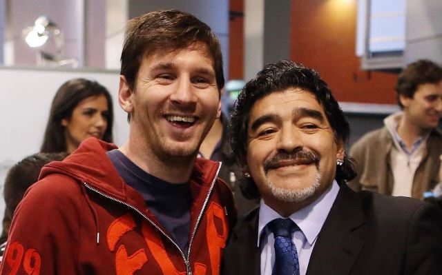 Messi y Maradona, dos históricos. (Foto: Instagram)