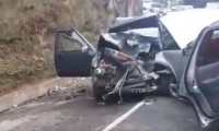 Accidente de tránsito en el km 42 de la ruta Interamericana. (Foto Prensa Libre: Provial) 