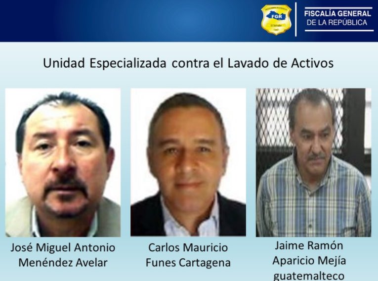 Imagen divulgada por la fiscalía salvadoreña que implica a Jaime Aparicio en pago de coimas al expresidente de ese país Mauricio Funes. 