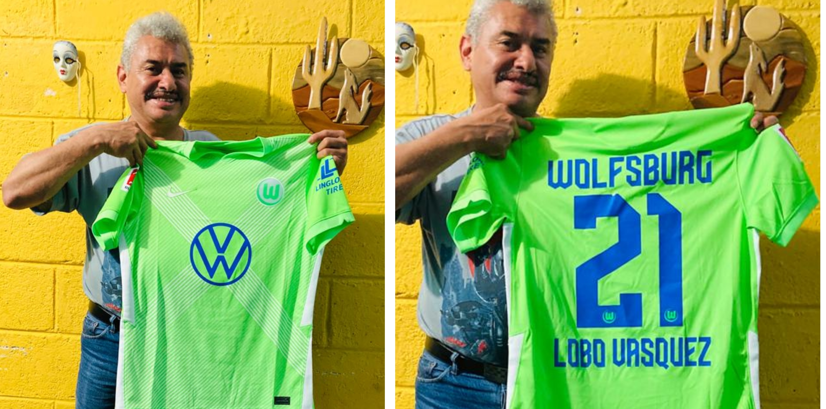 El "Lobo" Vásquez recibe un regalo especial desde Alemania. (Foto Prensa Libre: Twitter "Lobo" Vásquez)