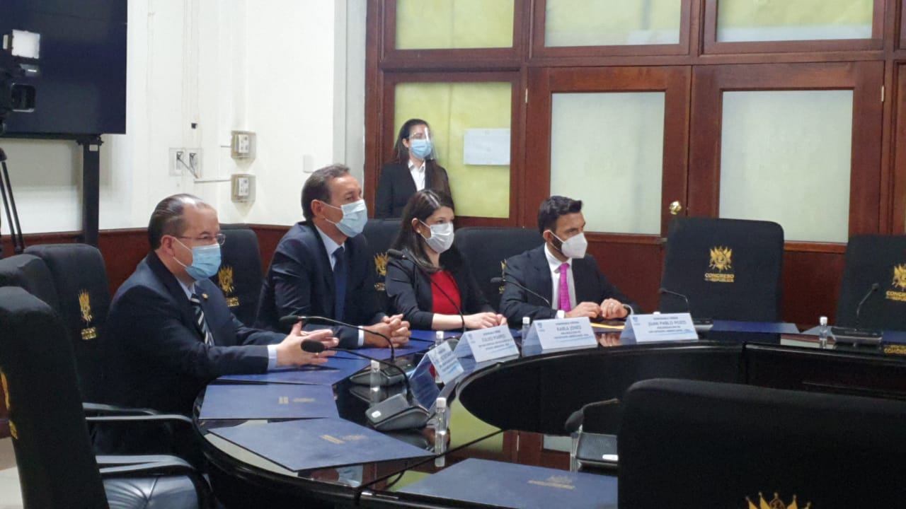 Fulvio Pompeo y la misión de la OEA conversan con diputados oficialistas. Foto: La Red