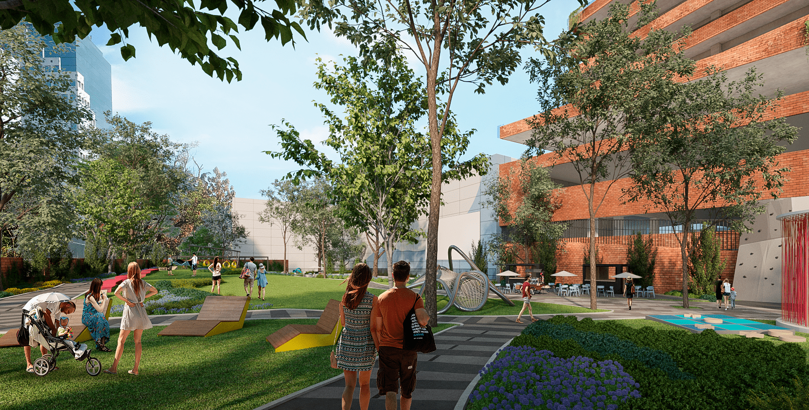 El Parque es la nueva área verde que ofrece Miraflores al aire libre, donde encontrará opciones gastronómicas. (Foto Prensa Libre: cortesía)