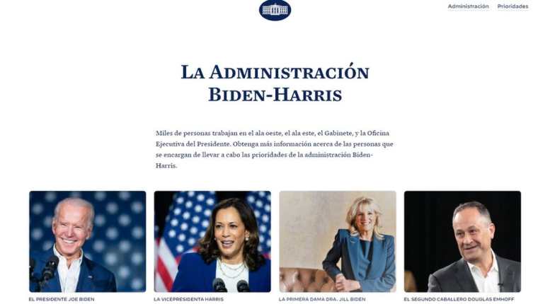 La página en español de la Casa Blanca informa entre otras cosas sobre la estructura de la rama ejecutiva.