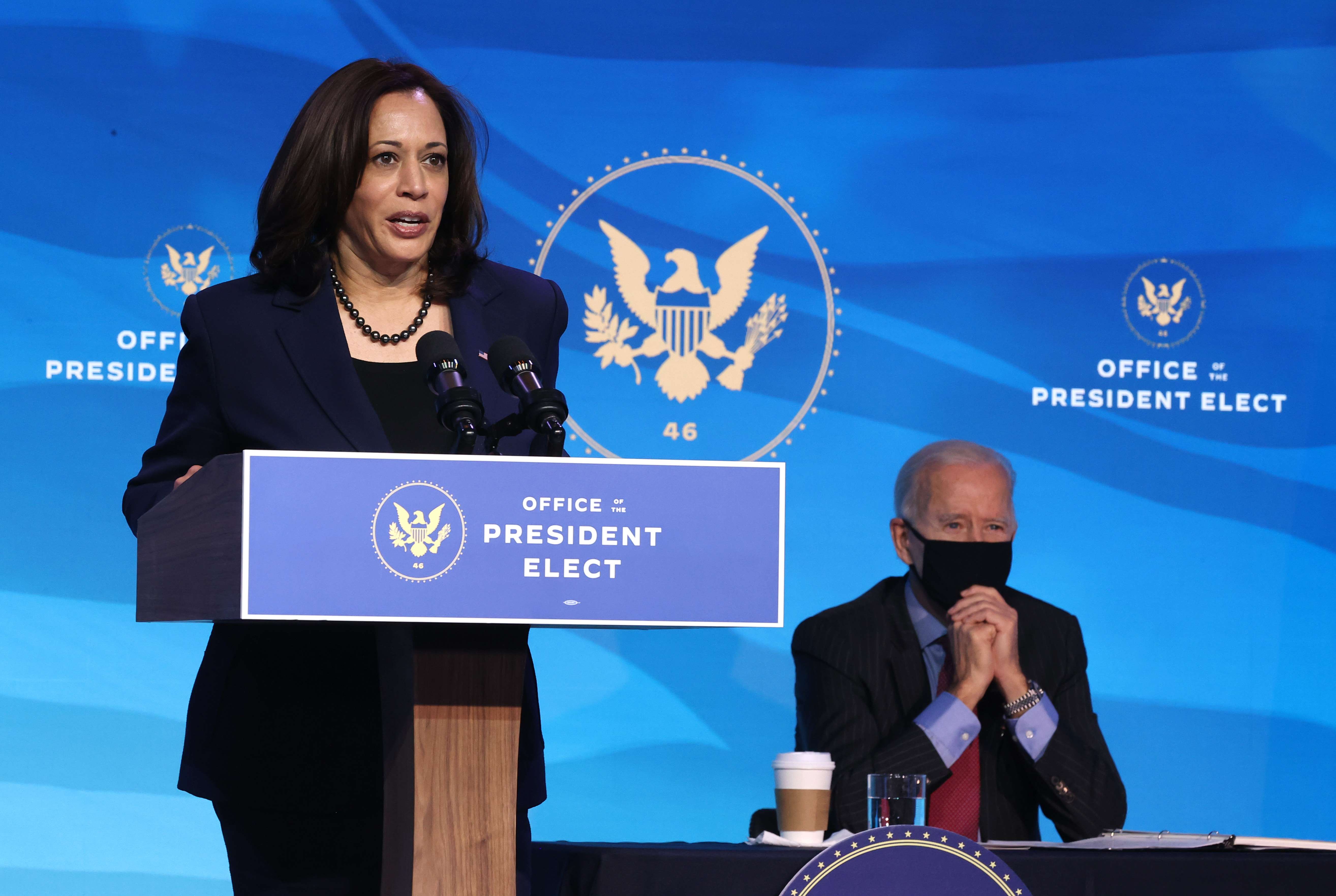 Kamala Harris y Joe Biden en un acto en Wilmington, Delaware. (Foto: AFP)