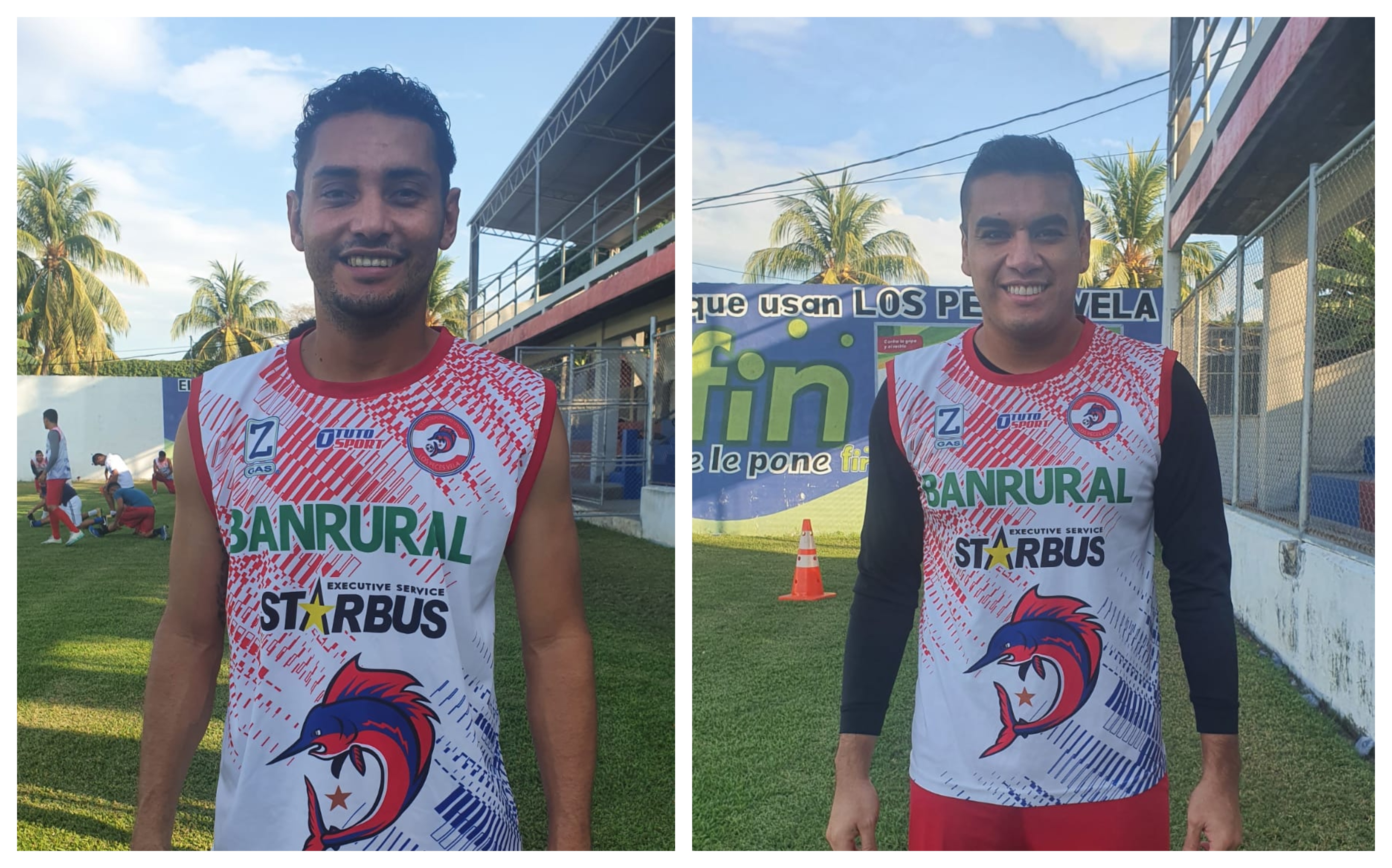 Guerra y Tatuaca fueron presentados como nuevos jugadores de Iztapa. (Foto Prensa Libre: CD Iztapa)