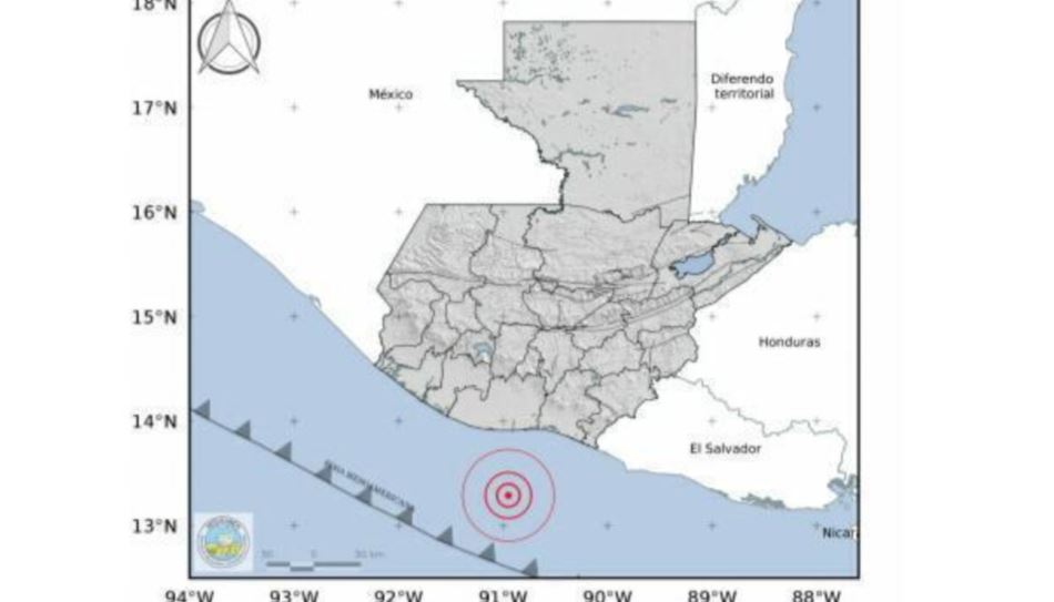 sismo ocurrió en las costas de Escuintla, según reportes preliminares. 
