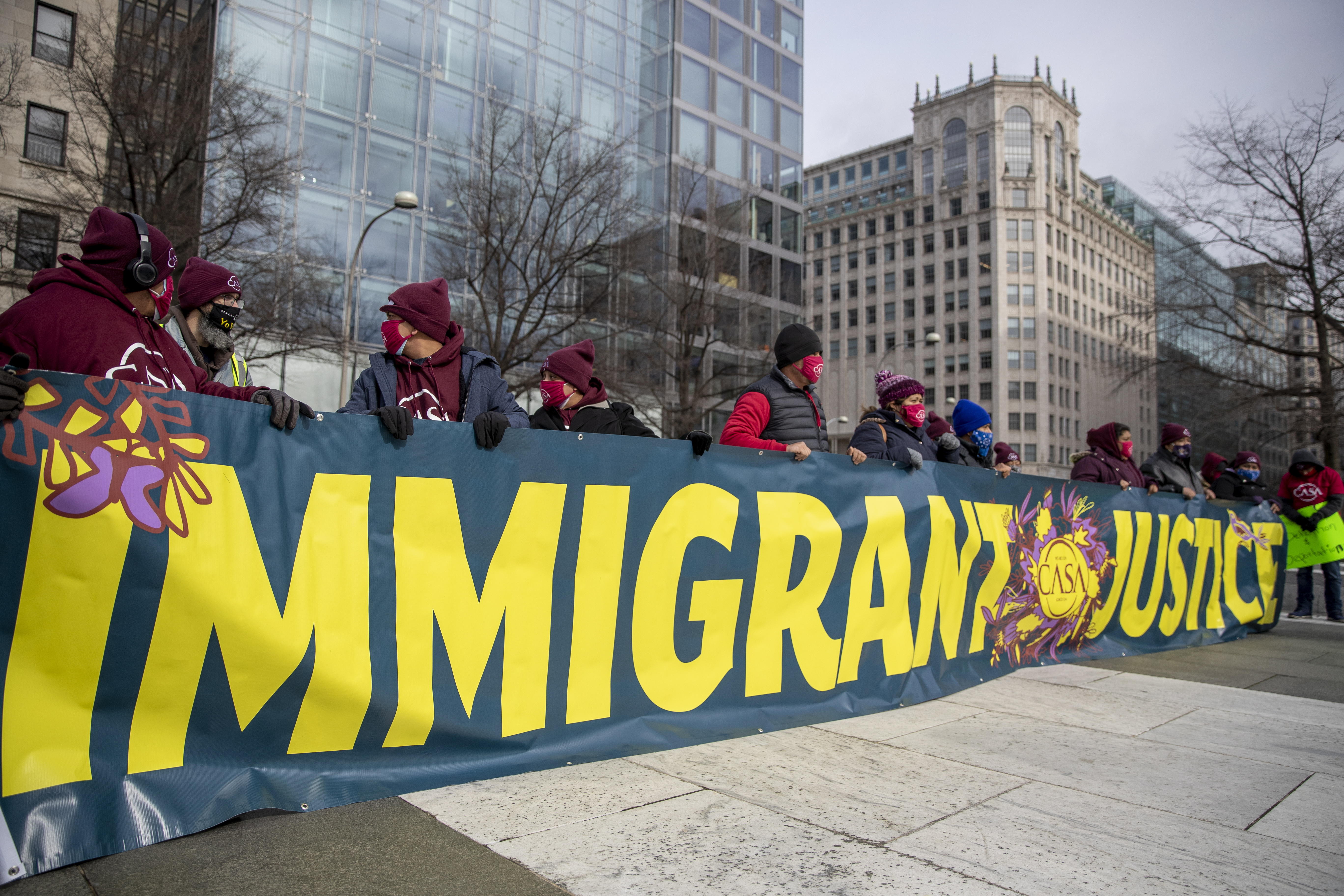 Manifestación en Washington a favor de las comunidades migrantes el 3 de febrero de 2021. (Foto: Hemeroteca PL)