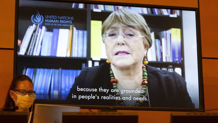 Michelle Bachelet, alta comisionada de ONU para Derechos Humanos, durante la lectura del informe anual de su oficina. (Foto: EFE)