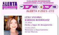 Lesli Viviana Barrios Rodríguez, esposa de Walter Sical Orozco, está desaparecida. (Foto Prensa Libre:)

