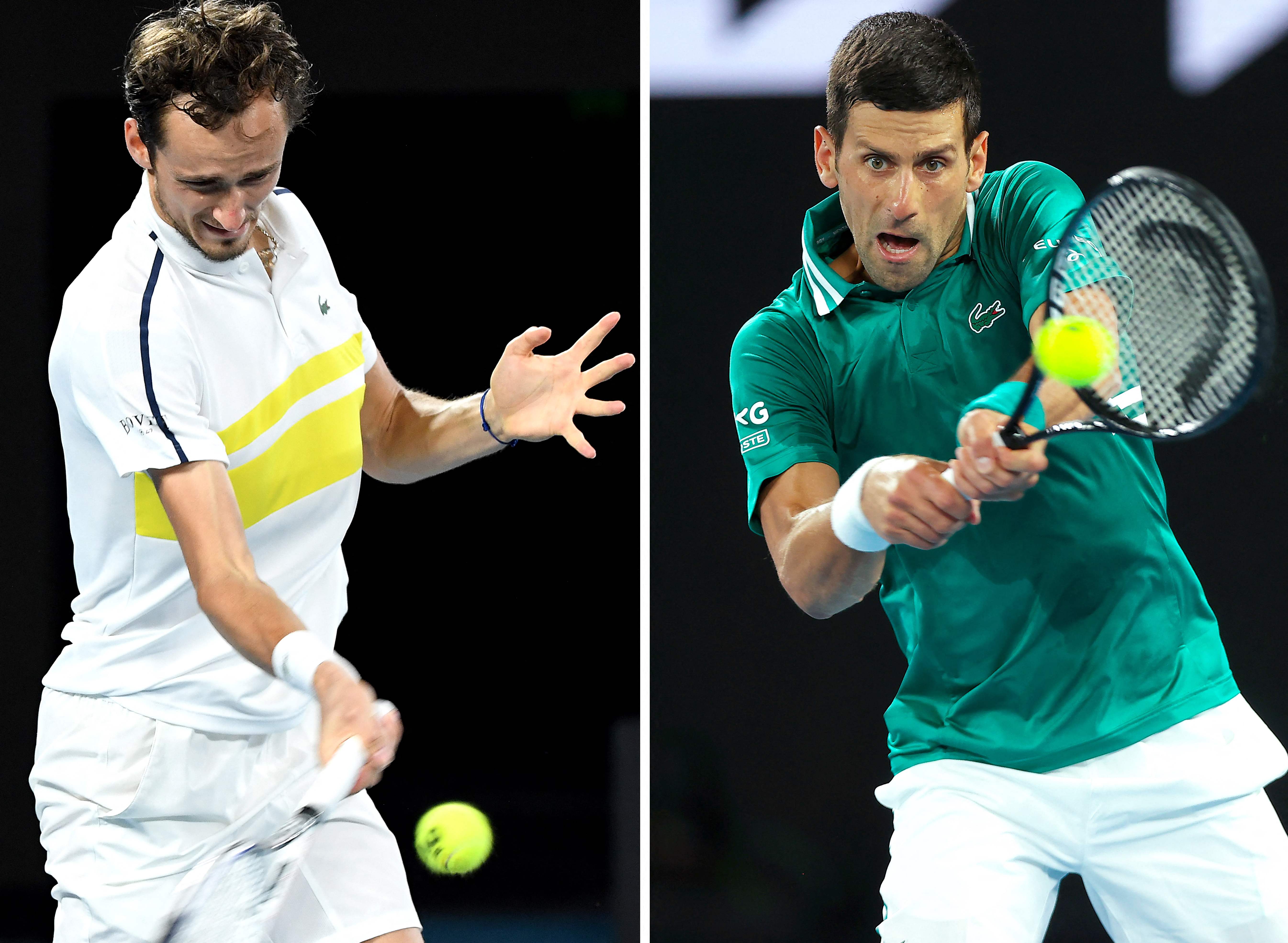 Daniil Medvedev y Novak Djokovic jugarán la final del Abierto de Australia. Foto Prensa Libre: AFP