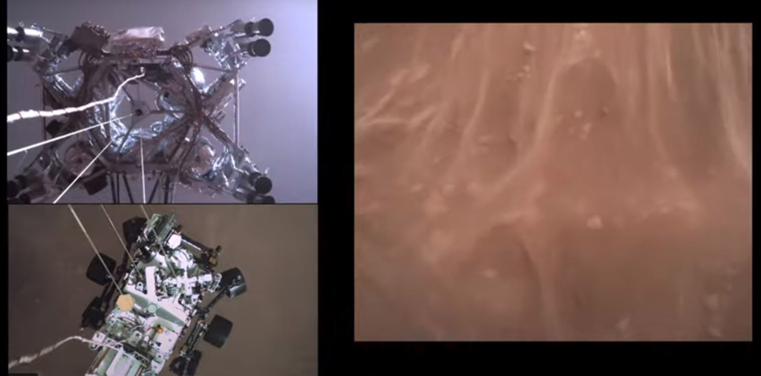 Una captura de fotografías de un material de video facilitado por la NASA muestra las vistas de la superficie de Marte. (Foto Prensa Libre: EFE)