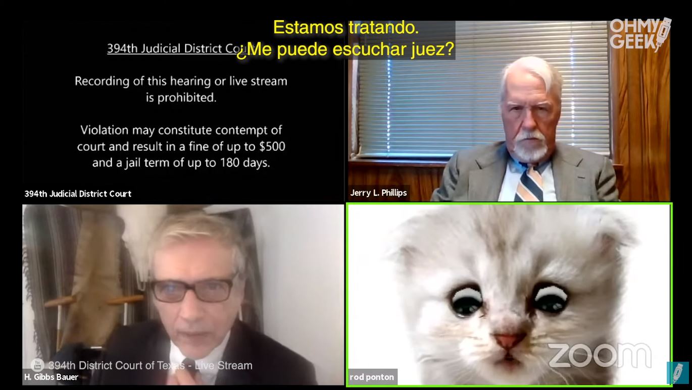 Rod Ponton, el abogado que causó furor en una audiencia virtual en Estados Unidos, porque apareció con un filtro de gato. (Foto Prensa Libre: YouTube)