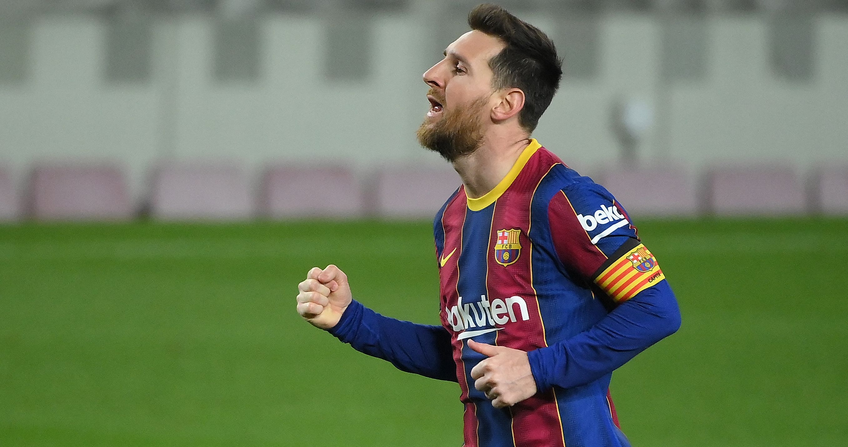 Lionel Messi festejó un doblete frente al Huesca. (Foto Prensa Libre: AFP)