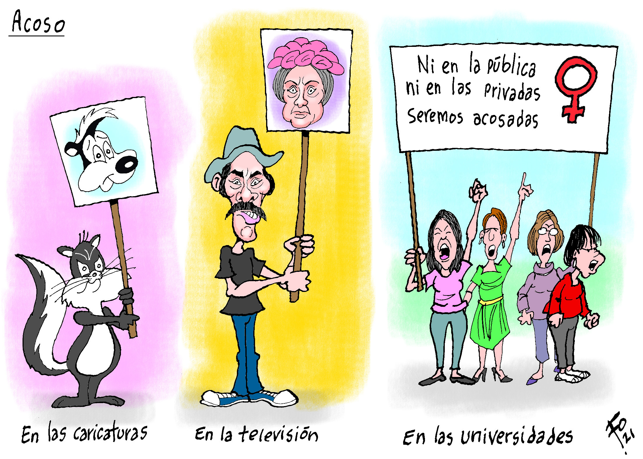 Personajes: Pepe Le Pew, Ramón Valdés y Angelines Fernández.