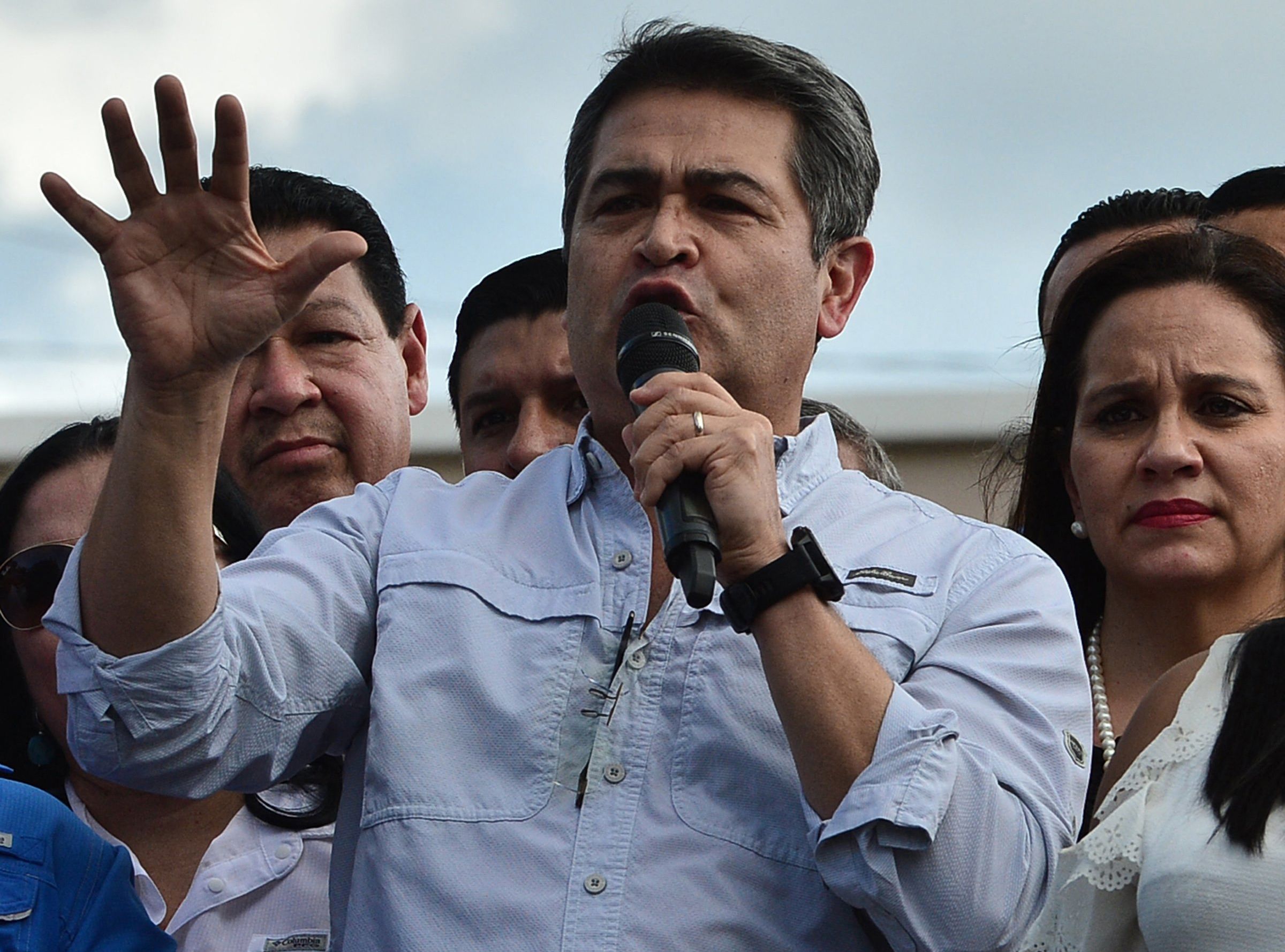 El presidente hondureño Juan Orlando Hernández ha negado las acusaciones de haber recibido dinero a cambio de protección para el narcotraficante Leonel Rivera. (Foto Prensa Libre: AFP)
