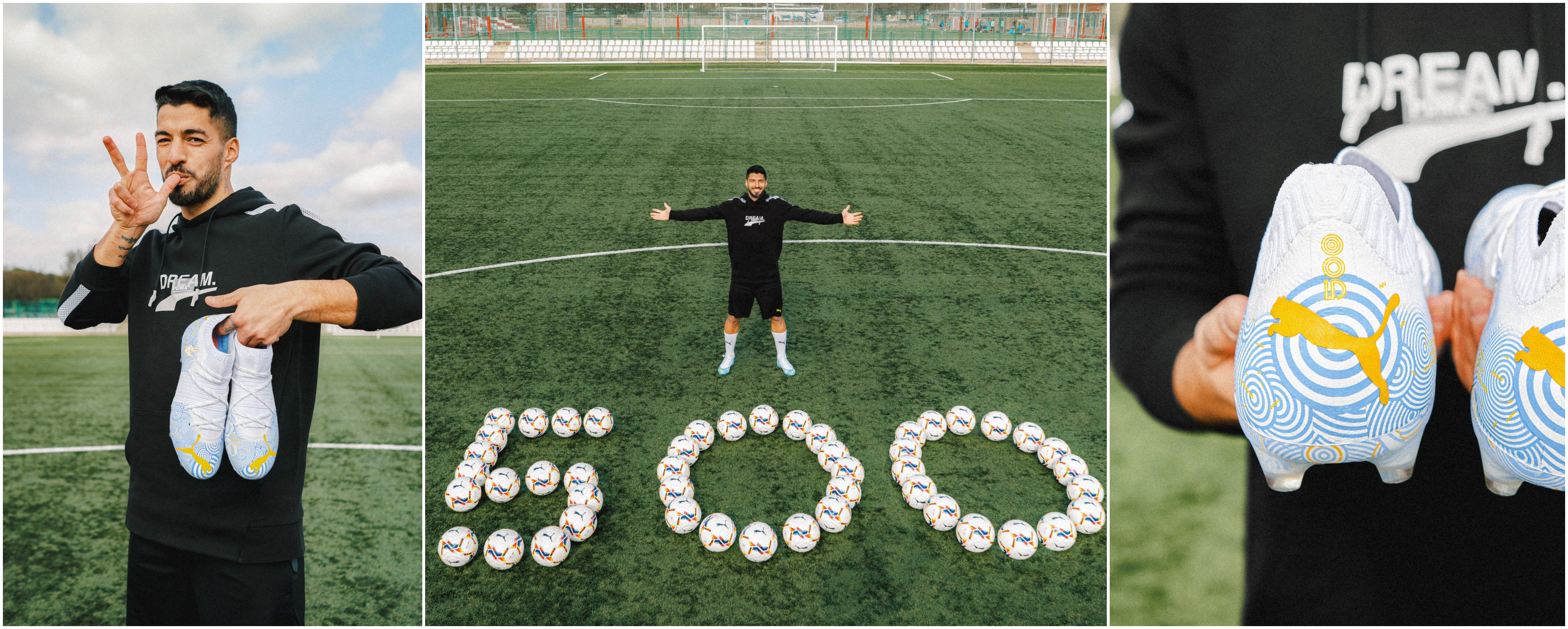 Luis Suárez se tomó estas fotografías y agradeció en su redes a los equipos donde anotó los 500 goles de su carrera. Foto Prensa Libre: @LuisSuarez9
