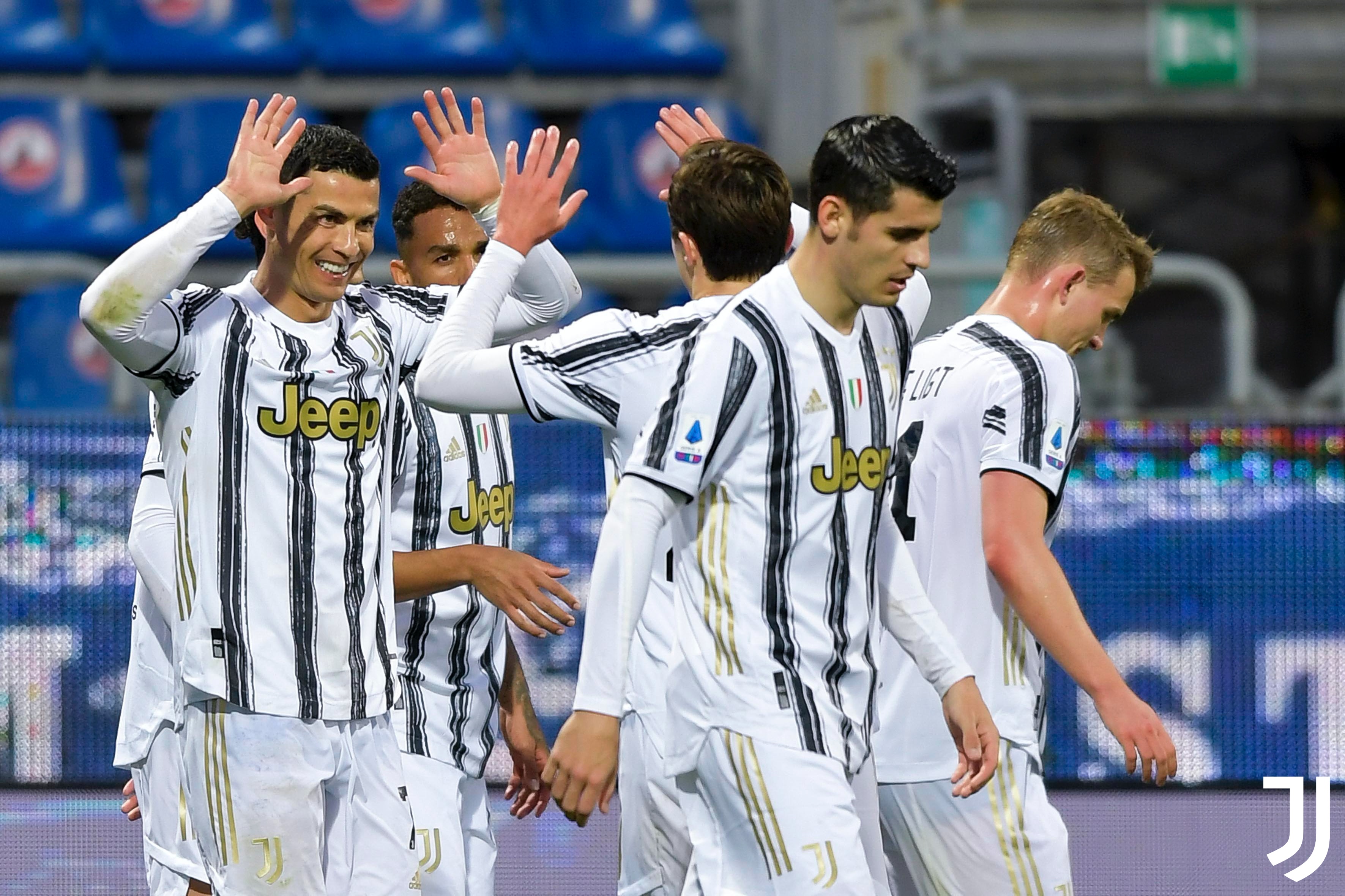 Cristiano Ronaldo festeja uno de los goles en la victoria de la Juventus contra  Cagliari. (Foto Juventus FC).