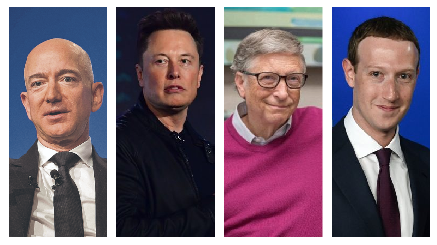 Jeff Bezos, Elon Musk, Bill Gates y Mark Zuckerberg, serían los mayores contribuyentes de un nuevo impuesto en EE. UU. (Foto Prensa Libre: Hemeroteca PL)