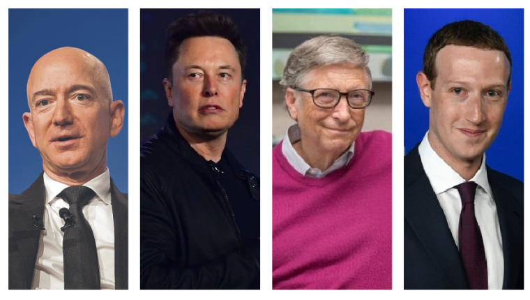 Jeff Bezos, Elon Musk, Bill Gates y Mark Zuckerberg, serían los mayores contribuyentes de un nuevo impuesto en EE. UU. (Foto Prensa Libre: Hemeroteca PL)