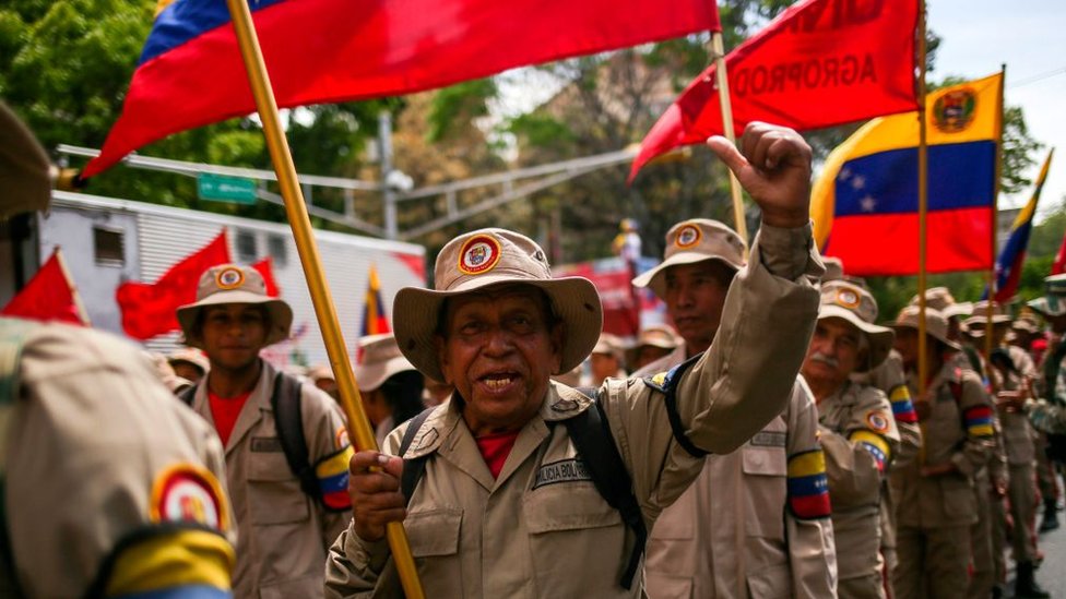 La Milicia Bolivariana está formada por civiles partidarios del gobierno socialista que han sido armados y entrenados.