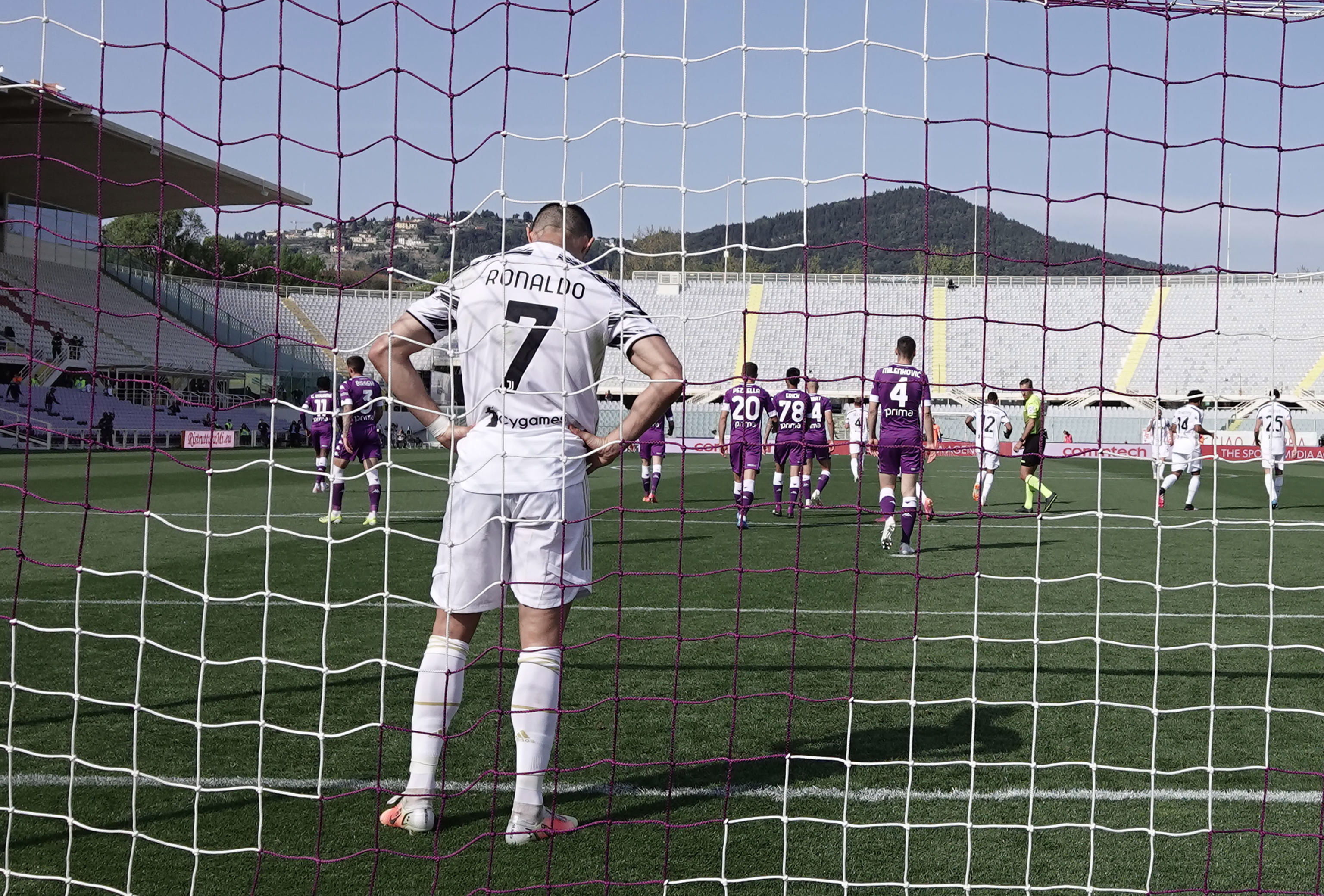 Cristiano Ronaldo durante el partido de la Serie A contra la Fiorentina no anotó. Foto Prensa Libre: EFE.