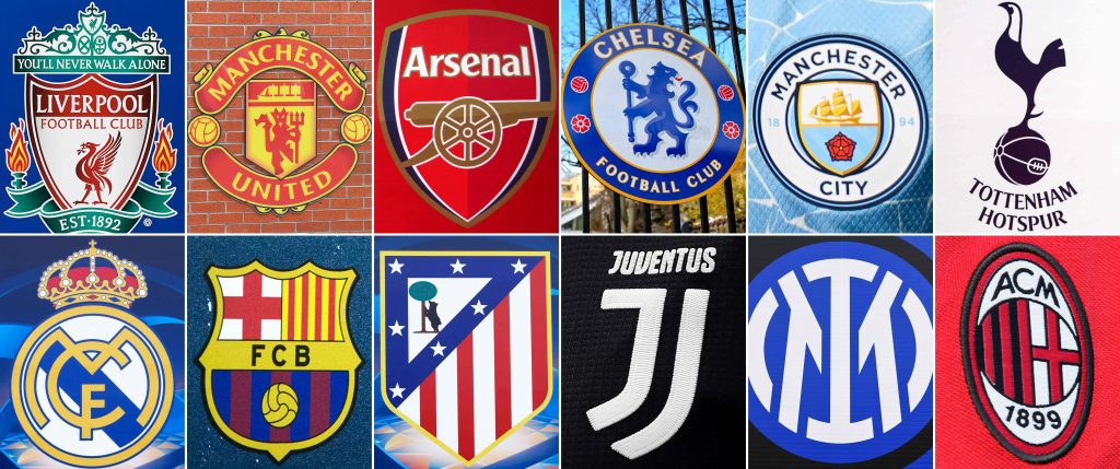 Los doce clubs fundadores de la Superliga europea. Foto: AFP