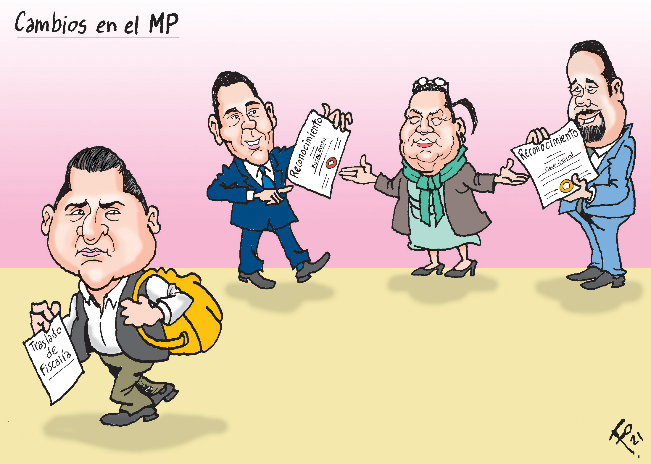 Personajes: Stuardo Campo, Jimmy Morales, Consuelo Porras y Jose Luis Benito.