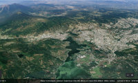 Imagen en tercera dimensión del lago de Amatitlán y la ciudad de Guatemala, desde Google Earth. (Foto Prensa Libre: Google Earth)