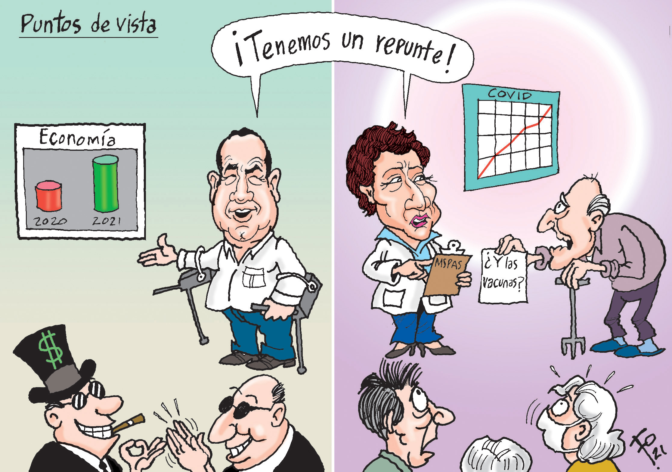 Personajes: Alejandro Giammattei y Amelia Flores.